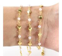 VIXDA 1 Meter Gold Farbe Edelstahl Herz Stern Kristall Perle Perlen Kette für Armbänder Halskette Knöchel Schmuckherstellung DIY Zubehör