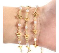 VIXDA 1 Meter Gold Farbe Edelstahl Herz Stern Kristall Perle Perlen Kette für Armbänder Halskette Knöchel Schmuckherstellung DIY Zubehör