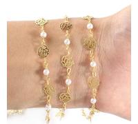 VIXDA 1 Meter Gold Farbe Edelstahl Herz Stern Kristall Perle Perlen Kette für Armbänder Halskette Knöchel Schmuckherstellung DIY Zubehör