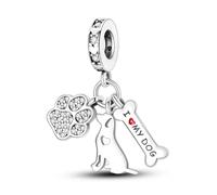 VIXDA 2 Stück Charms 925 Sterling Silber Niedliche Katzen-Kollektion Charms Perlen Pfotenabdruck-Anhänger Perlen Passend für Original-DIY-Armbänder Geschenk Frauen Schmuck