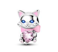 VIXDA 2 Stück Charms 925 Sterling Silber Niedliche Katzen-Kollektion Charms Perlen Pfotenabdruck-Anhänger Perlen Passend für Original-DIY-Armbänder Geschenk Frauen Schmuck