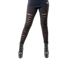 Vixxsin Punk Slasher zerrissen sexy Lange Leggings Skinny Stretch in voller Länge Gothic - Schwarz (S - DE 36)