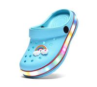 VIYEAR Kinder Jungen Mädchen LED Clogs Süße leichte Sommer Hausschuhe Garden Beach Sandalen, 25 EU, Himmelblau