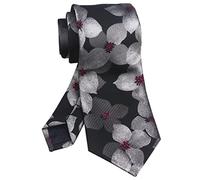 Vizakiss Blumen-Krawatten für Herren, Krawatte, Jacquard, luxuriöse Hochzeits-Krawatten für Trauzeugen, schwarz und grau, Einheitsgröße