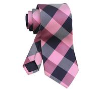 Vizakiss Klassische Designer-Krawatten für Herren, Schottenkaro, Streifen, formelle Business-Krawatten, Pink/Weiß/Schwarz, Einheitsgröße