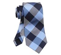 Vizakiss Klassische Designer-Krawatten für Herren, Schottenkaro, Streifen, formelle Business-Krawatten, Blau Weiß Schwarz, One Size