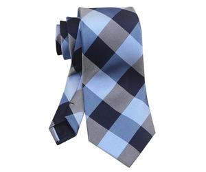Vizakiss Klassische Designer-Krawatten für Herren, Schottenkaro, Streifen, formelle Business-Krawatten, Blau Weiß Schwarz, One Size
