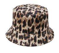 VJUYSW Leopardenmuster Fischerhut Damen, Trendiger Bucket Hat Damen, Sommer Sonnenhut Faltbar, Anglerhut für Festival, Urlaub, Strand & Outdoor, Leo Print Hut