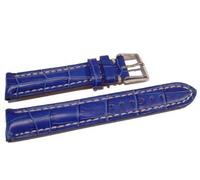 VK von Buran01.com Uhrenarmband Kroko geprägt Kalbsleder hellblau weiße Naht 20mm Watch Strap