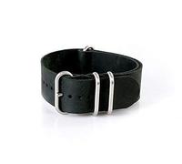 Vk von Buran01.com Uhrenarmband Zulu Vintage Style Leder NATO schwarz/Back 24mm Watch Strap
