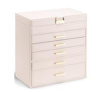 Vlando Große Schmuckschatulle mit 6 Ebenen, Schmuckhalter, Organizer für Schublade, Halskette, Ring, Armband und Uhr, Geburtstagsgeschenk für geliebte Menschen - Rosa