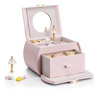 Vlando Musik-Schmuckschatulle mit drehender Ballerina, abschließbares Schmucketui für Kinder, Armband, Ring, Halskette, Geschenk für Kinder
