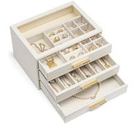Vlando Schmuckkästchen - Ästhetischer Schmuck Organizer mit 3 Ebenen - Personalisierter Schmuckkasten，Jewelry Organizer mit Glasdeckel, Schmuckaufbewahrung Groß, Geschenk für Frauen