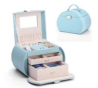 Vlando Schmuckkästchen Mädchen, Schmuckschatulle Leder mit Spiegel, Schmuckkasten der Romanik mit Schubladen, Schmuckbox für Ohringe, Halsketten, Armbänder und Uhren, Deko Geschenk für Damen