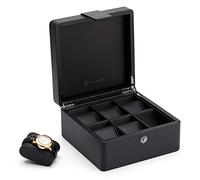 Vlando Uhrenbox Herren, 6 Uhren Uhrenkasten Leder, Watch Box Uhrenaufbewahrung, Uhrenkasten mit PU Uhrenkissen, Schmuckkasten Geschenk Vatertag, Papa Geschenk