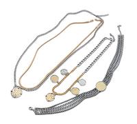 VlHpnpe Edgy stapelbares Halsketten-Set aus Legierung, 4 Stück, verstellbar, Punk, Gothic, Schlüsselbein-Ketten, Schmuck, trendige Multi-Kette, Halskette, Geschenk-Set