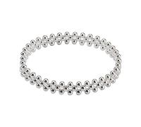 VLICKO Armband Damen Silber,925 Silber Armband Für Frauen Silber Mehrschichtige Perlen Mode Sterling Silber Armband Armreif Mit Elastischer Silberkette Glücksschmuck Für Frauen