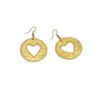 Vlnet | Westopuck Ohrhänger Herz Cut Out | recyceltes Messing | Handarbeit | Durchmesser 4 cm | DD16156