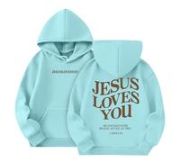 VLOYSR Winter Kinder Sweat Warme Jacke Alternative Für Teenager Mädchen & Jungen Hoodie Sweatshirt Kordelzug Mit Coolem Print Pullover Mädchen Blau