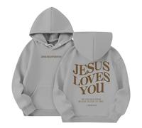 VLOYSR Winter Kinder Sweat Warme Jacke Alternative Für Teenager Mädchen & Jungen Hoodie Sweatshirt Kordelzug Mit Coolem Print Pullover Für Mädchen Grau