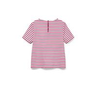 Rundhalsshirt VERO MODA "VMABBY SS ZIP TOP JRS NOOS", Damen, Gr. XL, snow weiß stripes:jazzy, Jersey, Obermaterial: 77% Polyester, 19% Viskose, 4% Elasthan, gestreift, normal, Rundhals, Shirts Rundhal