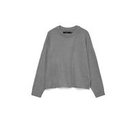 Strickpullover VERO MODA "VMBOOM LS O-NECK PULLOVER BOO", Damen, Gr. XL, medium grau melange, Strick, Obermaterial: 85% Polyester, 7% Polyacryl, 5% Wolle, 3% Elasthan, unifarben, regular fit, Rundhals