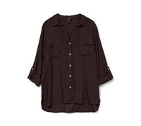 VERO MODA Regular Fit Langarmbluse aus reiner Viskose Modell 'BUMPY' in Mittelbraun, Größe XL