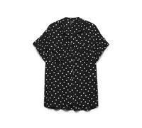 Kurzarmbluse VERO MODA "VMBUMPY SS SHIRT AOP WVN GA NOOS", Damen, Gr. M, schwarz aop:carla dot snow weiß, Web, Obermaterial: 100% Viskose, bedruckt, normal, V-Ausschnitt, Blusen, Viskose, regular fit