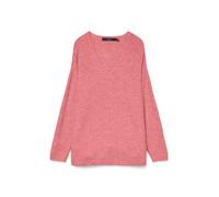 V-Ausschnitt-Pullover VERO MODA "VMCREWLEFILE LS V-NECK BLOUSE NOOS", Damen, Gr. L, coral paradise detail:melange, Strick, Obermaterial: 70% Polyacryl, 27% Nylon, 3% Elasthan, meliert, regular fit hüf