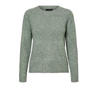 Rundhalspullover VERO MODA "VMDOFFY LS O-NECK BLOUSE GA NOOS", Damen, Gr. XL, grün (laurel wreath melange), Strick, Obermaterial: 94% Polyester, 3% Elasthan, 3% Nylon, meliert, regular fit normal, Run