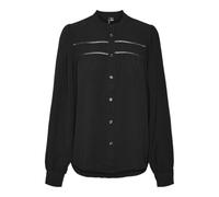 Langarmbluse VERO MODA "VMEMMA LS LACE SHIRT WVN GA NOOS", Damen, Gr. M, schwarz, Web, Spitze, Obermaterial: 100% Polyester, unifarben, modisch, normal, Rundhals, Langarm, Blusen (83804356-M) schwarz