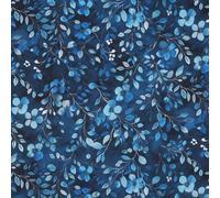 VmG-Store 1m Baumwollstoff zum Nähen 100% Baumwolle Nähstoff KEINE Meterware Kinderstoff (Strauchblumen Cobalt Bc007)