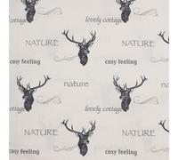 VmG-Store Baumwollstoff Meterware 140cm Breite Stoffe zum Nähen Nähstoff Kinderstoff für Kissen Babykleidung Kinderkleidung DIY (Hirsch Geweih Landhaus Bb054)
