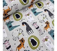 VmG-Store Baumwollstoff Meterware 140cm Breite Stoffe zum Nähen Nähstoff Kinderstoff für Kissen Babykleidung Kinderkleidung DIY (Zoo Tiere Bb002)