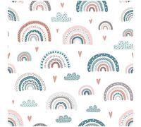 VmG-Store Baumwollstoff Meterware 140cm Breite Stoffe zum Nähen Nähstoff Kinderstoff für Kissen Babykleidung Kinderkleidung DIY (Regenbogen Pastell Weiß Bc018)