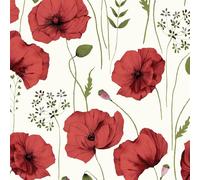 VmG-Store Baumwollstoff Meterware 140cm Breite Stoffe zum Nähen Nähstoff Kinderstoff für Kissen Babykleidung Kinderkleidung DIY (Mohnblume Rot BB061)