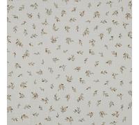 VmG-Store Musselin Stoff 135cm Breite Double Gauze Meterware ab 0,5m Länge zum Nähen Baumwollstoff Muster Bunt Öko-Tex zertifiziert für Babys Kinder (M001 Kleine Blätter Ecru)