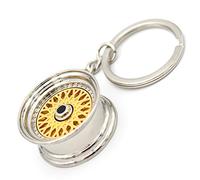 VmG-Store Speichenfelge Schlüsselanhänger massiv Auto Felgen Design Anhänger für Männer Motorsport Fans Geschenkidee (Gold/Chrom S045)