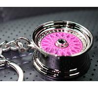VmG-Store Speichenfelge Schlüsselanhänger massiv Auto Felgen Design Anhänger für Männer Motorsport Fans Geschenkidee (Pink/Chrom S049)