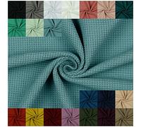 VmG-Store Waffel-Jersey Meterware Waffelpique Waffel Stoff 95% Baumwollstoff 5% Elasthan Tex 100 (200 x 145cm, 017 I Dunkel Aqua)