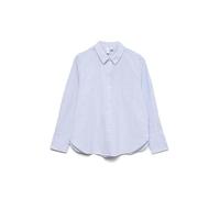 Hemdbluse VERO MODA "VMINGE L/S SHIRT WVN BTQ", Damen, Gr. M, palace blau stripes:snow weiß, Obermaterial: 59% Baumwolle, 41% Polyester, gestreift, regular fit normal, Blusen Hemdbluse, mit Brutstasch