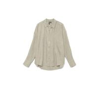 Langarmbluse VERO MODA "VMMELANEY QUEENY LS SHIRT WVN NOOS", Damen, Gr. S, grün (overcast detail:melange), Web, Obermaterial: 100% Polyester, meliert, loose fit Po-bedeckend, V-Ausschnitt, Blusen Lang