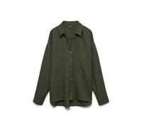 Langarmbluse VERO MODA "VMMELANEY QUEENY LS SHIRT WVN NOOS", Damen, Gr. L, grün (forest night), Web, Obermaterial: 100% Polyester, unifarben, loose fit Po-bedeckend, V-Ausschnitt, Blusen, Kunstfaser,