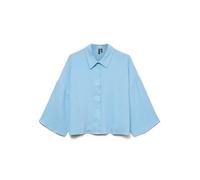 Hemdbluse VERO MODA "VMNATALI CROP SHIRT WVN NOOS", Damen, Gr. S (36), blau (airy blau), Web, Obermaterial: 100% Baumwolle, unifarben, modisch, regular fit kurz, 3/4-Ärmel weit, Blusen (48862616-S) ai