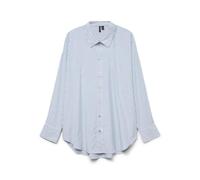 Langarmbluse VERO MODA "VMNORA LS OVERSIZE SHIRT WVN GA NOOS" Gr. L (40), weiß (bright white stripes:nok blue jasper) Damen Blusen (29535521-L) bright white stripes:nok blue jasper