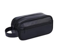 Vmokki Kulturtasche Herren PU Leder Reise Business Kleine Waschtasche Kulturbeutel Männer Wasserdicht Leicht (Schwarz)