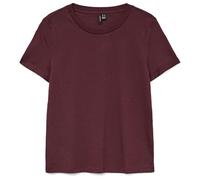 Kurzarmshirt VERO MODA "VMPAULA S/S T-SHIRT NOOS", Damen, Gr. S, rot (winetasting), Jersey, Obermaterial: 100% Baumwolle, unifarben, regular fit normal, Rundhals, Aufschlag, Shirts, Baumwolle, regular