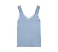 Spitzentop VERO MODA "VMROSA SL TOP JRS NOOS", Damen, Gr. XS, cashmere blau, Jersey, Obermaterial: 95% Viskose, 5% Elasthan, unifarben, figurbetont normal, V-Ausschnitt, Tops Spitzentop, Viskosemischu