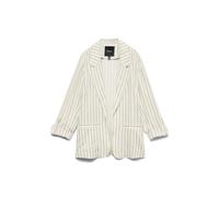 Longblazer VERO MODA "VMROSIE 3/4 LOOSE BLAZER NOOS", Damen, Gr. XL, gardenia stripes:schwarz pinstripes, Web, Obermaterial: 85% Viskose, 15% Leinen, Nadelstreifen, gestreift, regular fit Po-bedeckend
