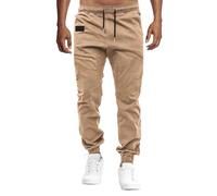 VMSUCIJ Herren Hose Chino Cargo Hose Jogginghose Baumwolle Casual Jogger Männer Modern Sport Jogginghosen für Herren Sweatpants mit elastischem Bund und Kordelzug und Taschen,Khaki 01,S